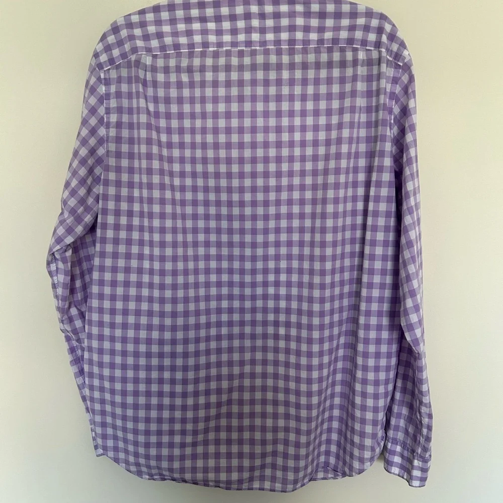 J.Crew Button Down Shirt Purple Large Gingham Lightweight Cotton‎ Mens